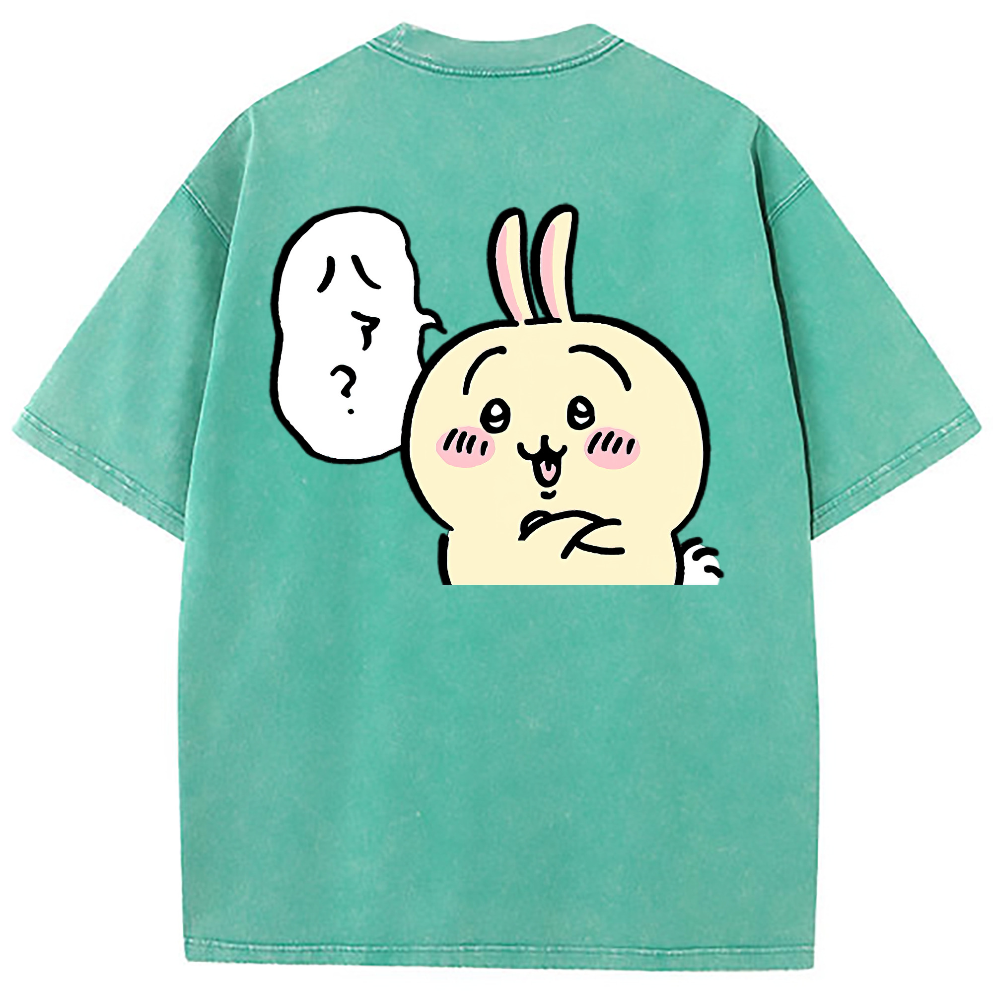 （画像用） ちいかわ うさぎ Chii-kawa usagi 綿100% ヴィンテージ風 半袖Tシャツ（背面プリント）